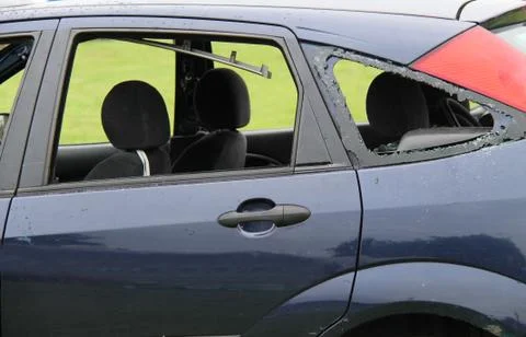 Smashed Windscreen. Foto stock