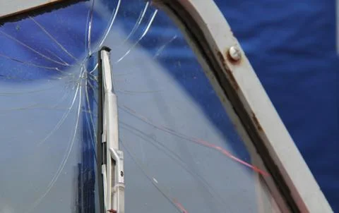 Smashed Windscreen. Stock Photos
