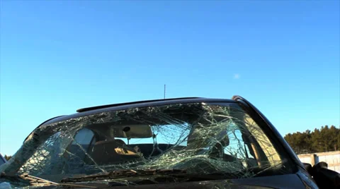 Smashed Windshield Stock Footage 36806648
