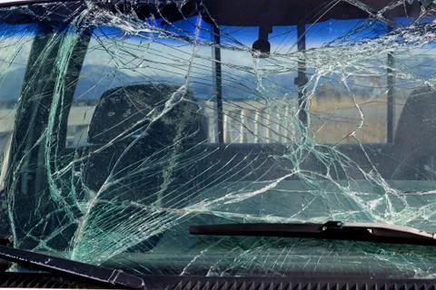 Smashed windshield glass Stock Photos
