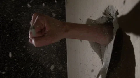 Smashing through Drywall in slow motion - Iron Fist punch Stock-Footage 62765248