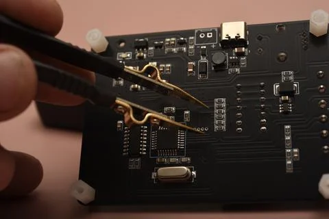 The SMD component tester. Investigation of the parameters of the SMD compon.. Stock Photos