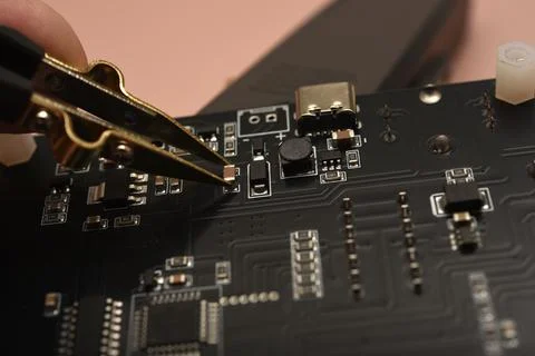 The SMD component tester. Investigation of the parameters of the SMD compon.. Stock Photos