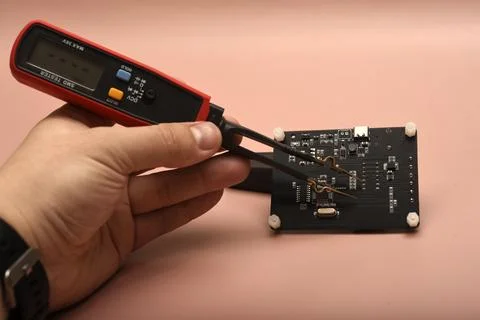The SMD component tester. Investigation of the parameters of the SMD compon.. Stock Photos