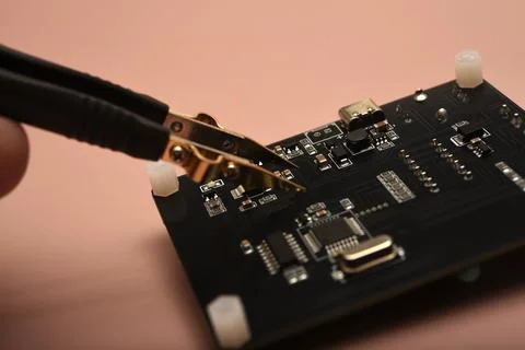 The SMD component tester. Investigation of the parameters of the SMD compon.. Stock Photos