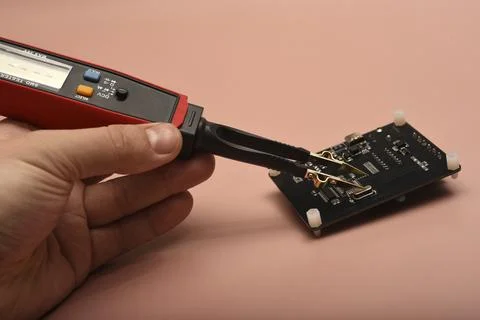 The SMD component tester. Investigation of the parameters of the SMD compon.. Stock Photos