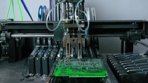 SMD montage machine placing components d... | Stock Video | Pond5