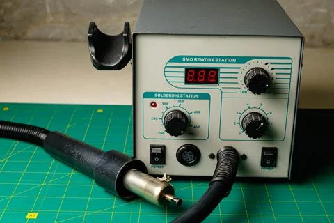 SMD rework station with precise settings for electronics repair tasks Stock Photos