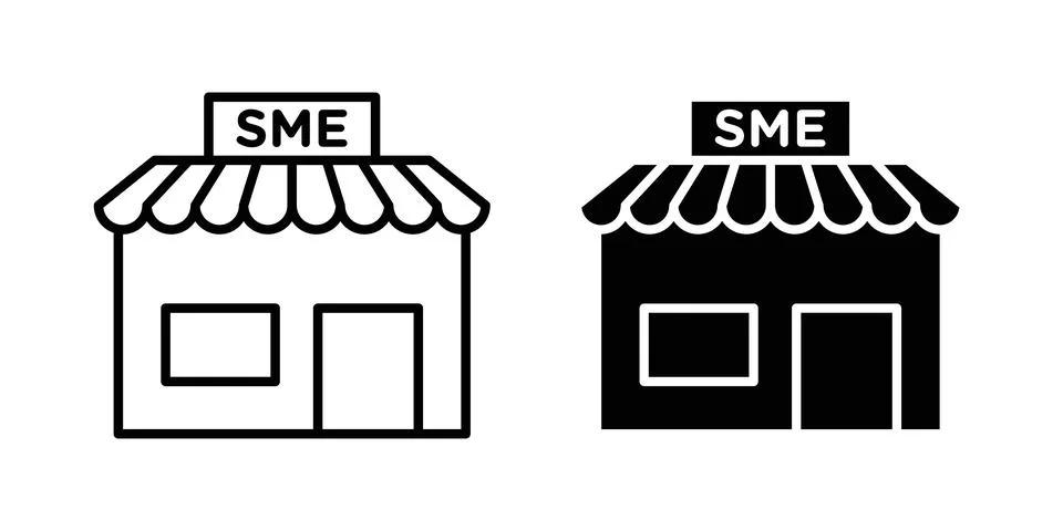 SME icon solid, line, and editable vector set. Stock Illustration