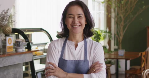 SME owner work at pub smile positive emotion reopen after pandemic. Stock-Footage 166889438