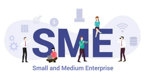 Sme small and medium enterprise concept with big word or text and team people Stock Illustration