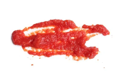 Smear of fresh tomato paste on white background Stock Photos