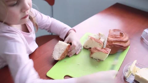 Smear organic butter on bread. Stock Footage 140264239