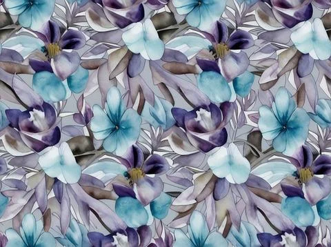 Smeared floral seamless pattern. Large blurred roses buds. Stock Illustration