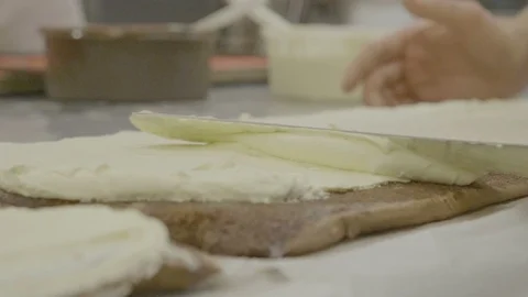 Smeared pastry cream Stock Footage 85651249