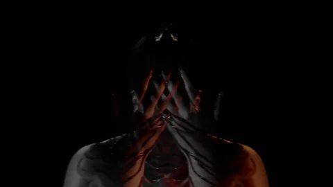 Smearing blood on face, abstract Stock Footage 99072231