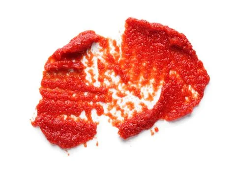 Smears of fresh tomato paste on white background Stock Photos