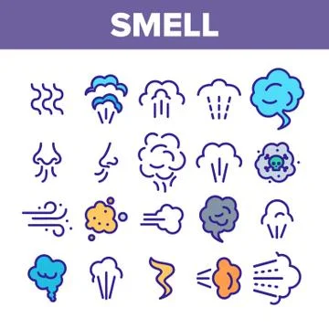 Smell Cloud Collection Elements Icons Set Vector Illustrazione stock
