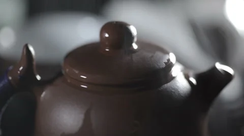Smell of freshly brewed Ceylon tea comes from a teapot Stock Footage