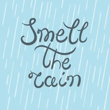 Smell the rain typography poster Stock Illustration