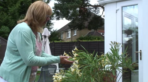 Smelling flowers 03 Stock Footage 28018730