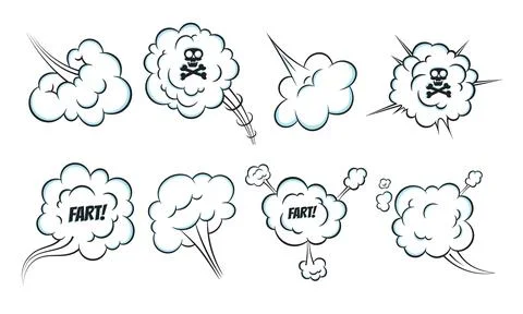 Smelling pop art comic book cartoon fart cloud flat style design vector Stock Illustration