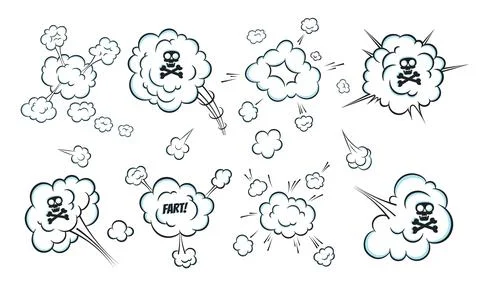 Smelling pop art comic book cartoon fart cloud flat style design vector イラスト素材