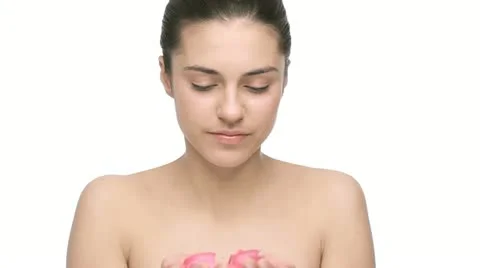 Smelling rose petals Stock Footage