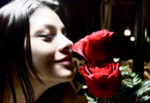 Smelling the rose Stock Photos