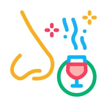 Smelling wine testing icon vector outline illustration Stock Illustration