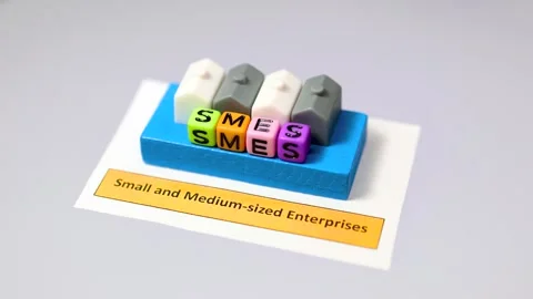 SMEs, small and medium-sized enterprises concept created with miniature toy.. Stock Footage 325835549