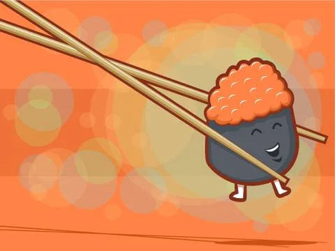 Smiiling sushi roll Stock Illustration