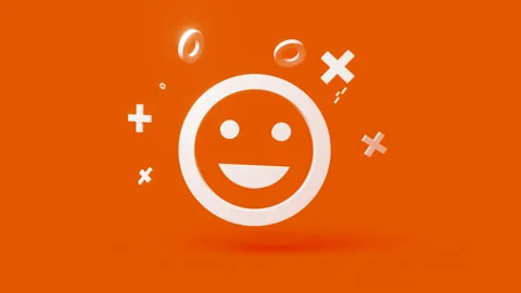 Smile 3d icon on a simple red background 4k seamless animation loop Stock Footage 202092047