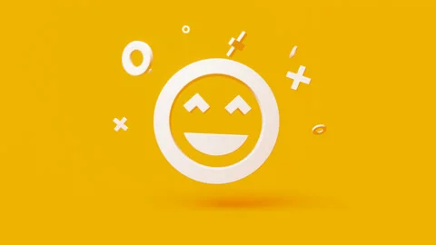 Smile 3d icon on a simple yellow background 4k seamless animation loop Stock Footage 202091891