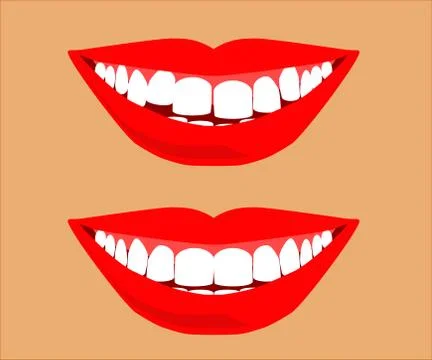 Smile and teeth on the background. Cartoon. Vector Stock Illustration