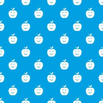 Smile apple pattern seamless blue Stockillustratie