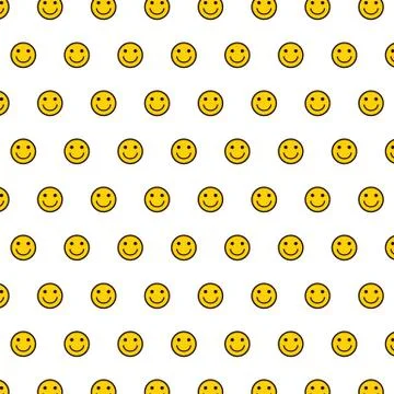 Smile background. seamless pattern of Happy face icon . Smiling Emoticon text Stock Illustration