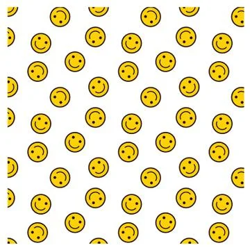 Smile background. seamless pattern of Happy face icon . Smiling Emoticon text Stock Illustration