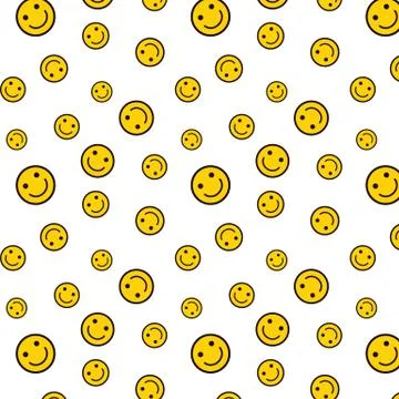 Smile background. seamless pattern of Happy face icon . Smiling Emoticon text Stock Illustration
