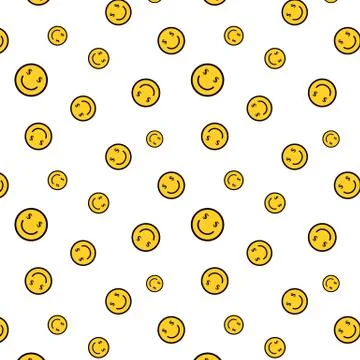 Smile background. seamless pattern of Happy face icon . Smiling Emoticon text Stock Illustration