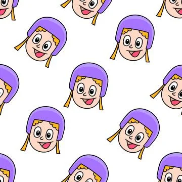 Smile boy helmet seamless pattern textile print. repeat pattern background de Stock Illustration