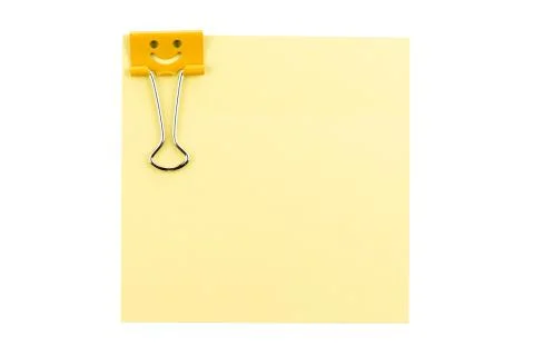 Smile clip with note on white background Stock Photos