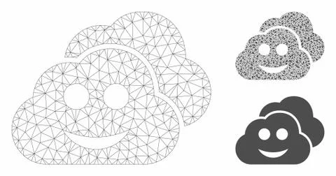 Smile Clouds Vector Mesh 2D Model and Triangle Mosaic Icon Stock Illustration