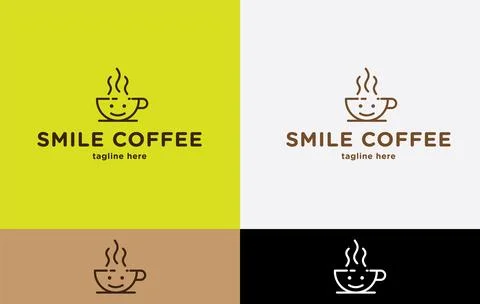 Smile coffee logo design vector Stock Illustration