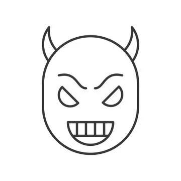 Smile devil face, halloween character editable stroke Illustrazione stock