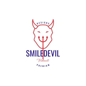 Smile devil with trident logo design Stock Illustration