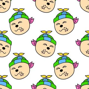 Smile eat boy seamless pattern textile print. repeat pattern background desig 库存插图
