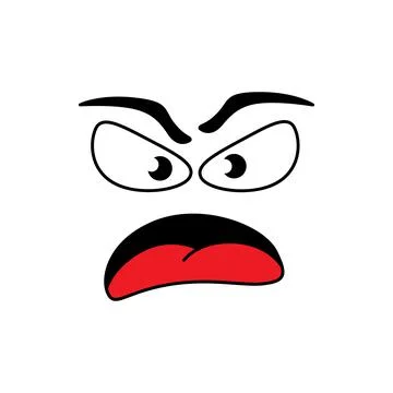 Smile emoticon, angry grumpy face cartoon emoji Illustrazione stock