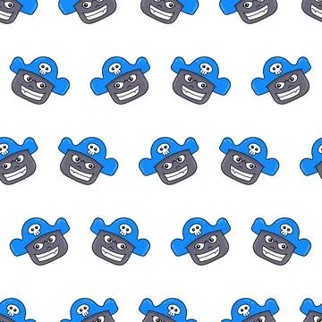Smile evil pirates seamless repeat pattern. background illustration イラスト素材