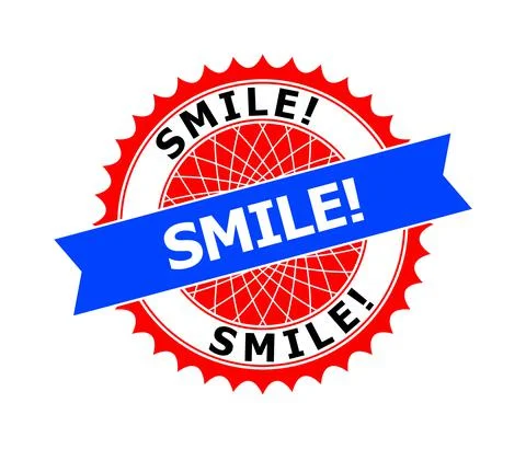 SMILE exclamation. Bicolor Clean Rosette Template for Seals Stock Illustration
